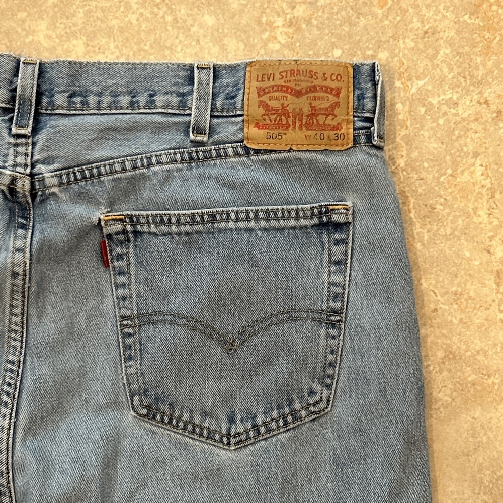 Levi's 505 Jeans Men's 40x30 Blue Denim Regular Fit Straight Light Wash Cotton